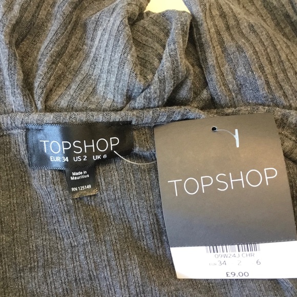 NWT Topshop Slash Crop Tee - Gray - Picture 5 of 7